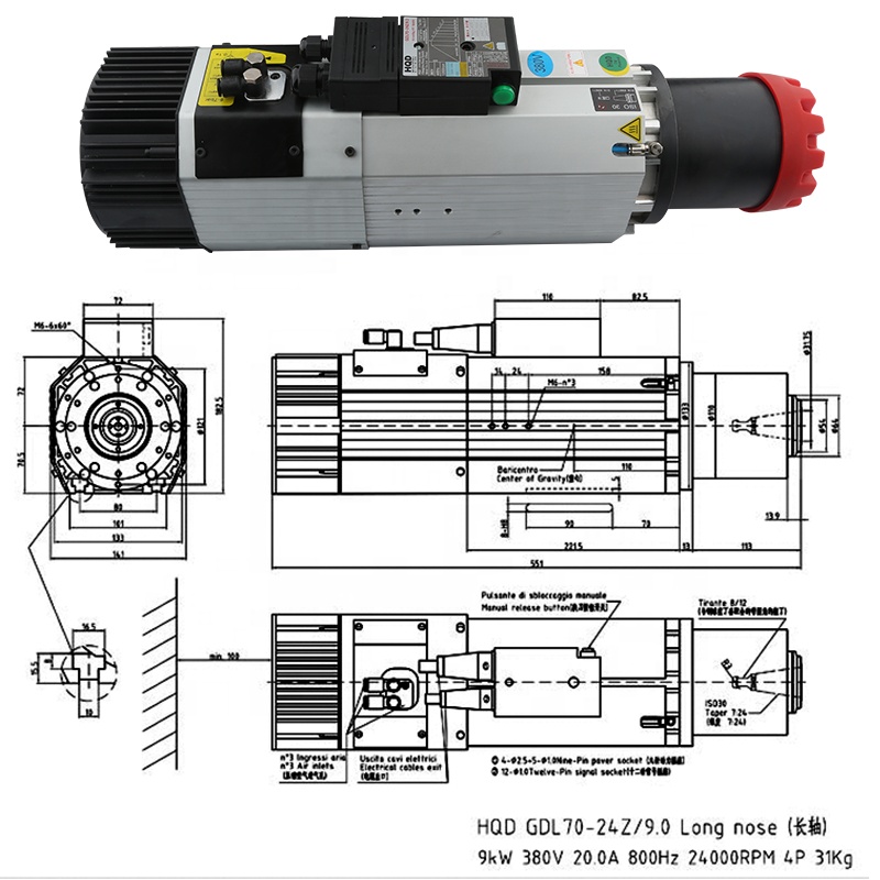Cnc Spindle Motor - 공급업체 HQD 9kw 220v 380v 롱