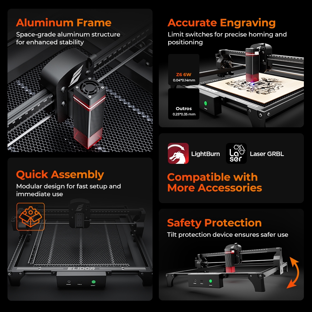 ELIDOR Z6 6W 레이저 조각 및 절단기 CNC  - Industrial Laser Cutter 리뷰 및 가격