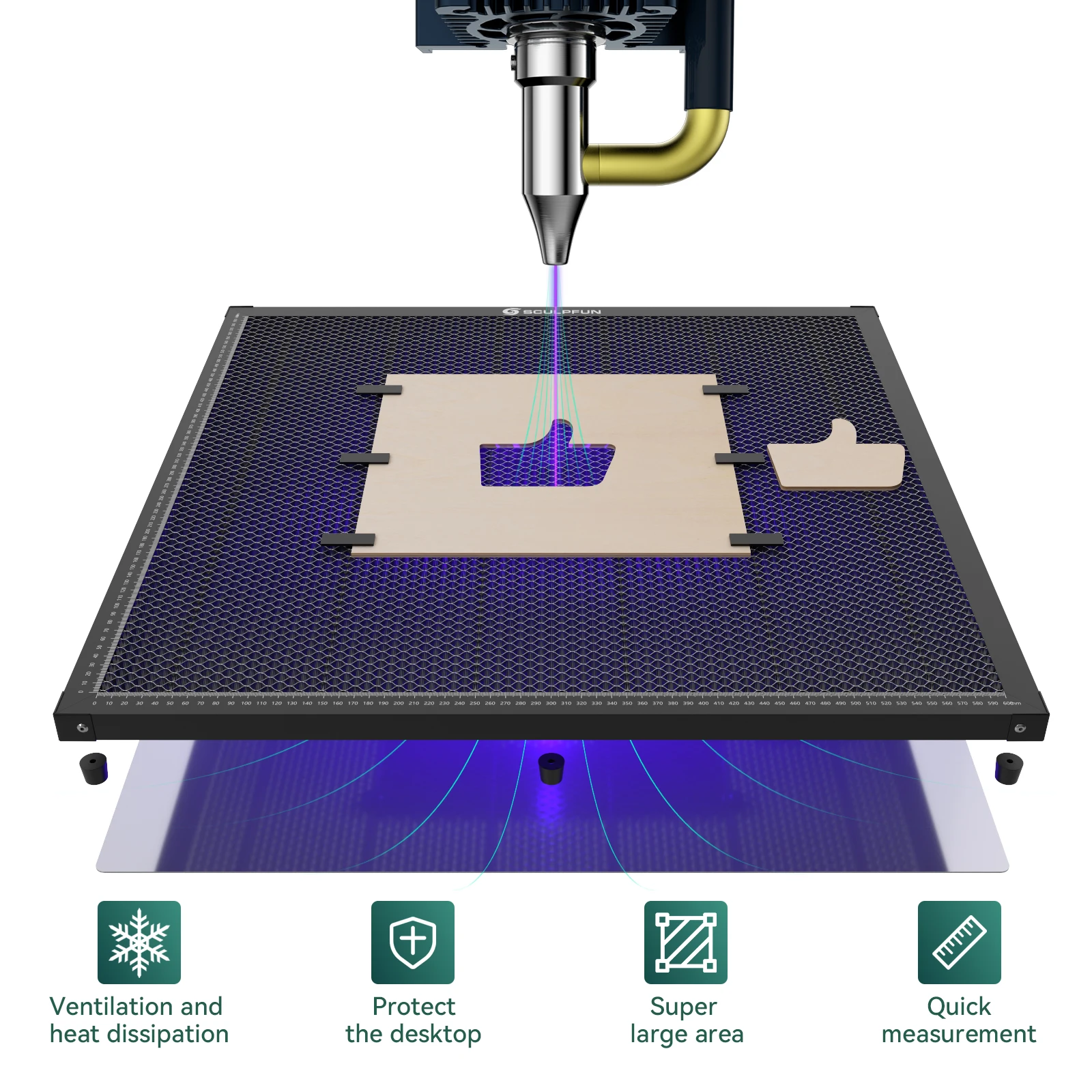 SCULPFUN 600x600mm 벌집 패널 작업대 다 - Co2 Laser Engraving Machine 리뷰 및 가격