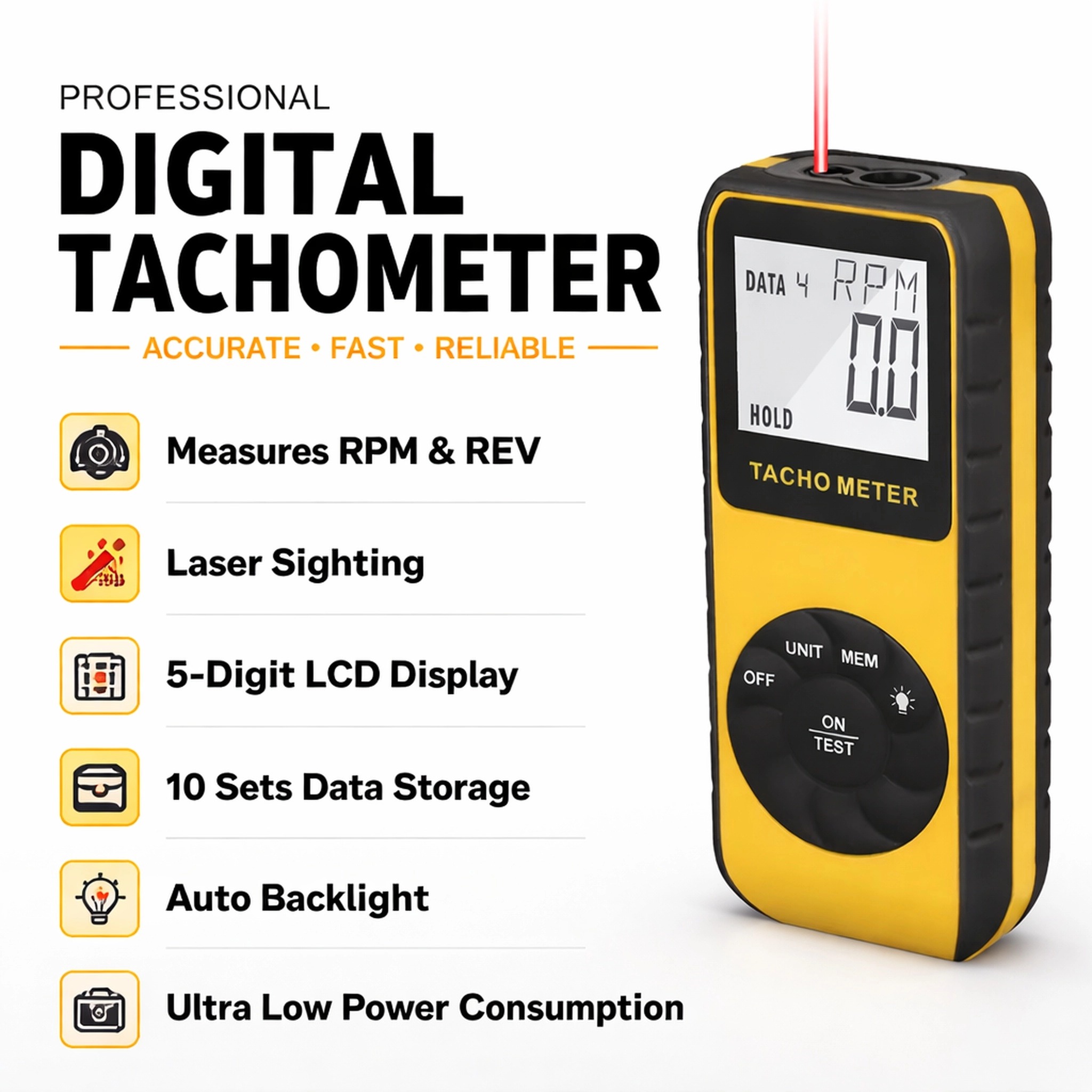 디지털 비접촉식 레이저 타코미터 7-99999 RPM  - Industrial Laser Tachometer 리뷰 및 가격